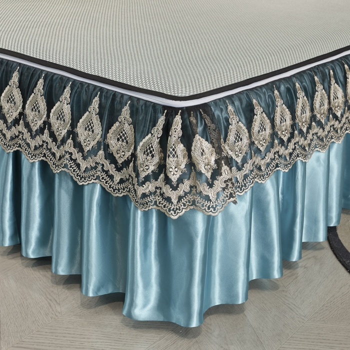 91家纺网 家纺一手货源 找家纺 恋尚 2025新款可拆卸床裙款冰藤凉席 冰藤床裙凉席- 柏姬水绿(控价198起)