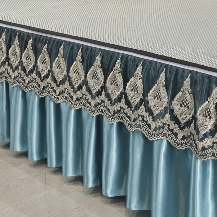 91家纺网 家纺一手货源 找家纺 恋尚 2025新款可拆卸床裙款冰藤凉席 冰藤床裙凉席- 柏姬水绿(控价198起)