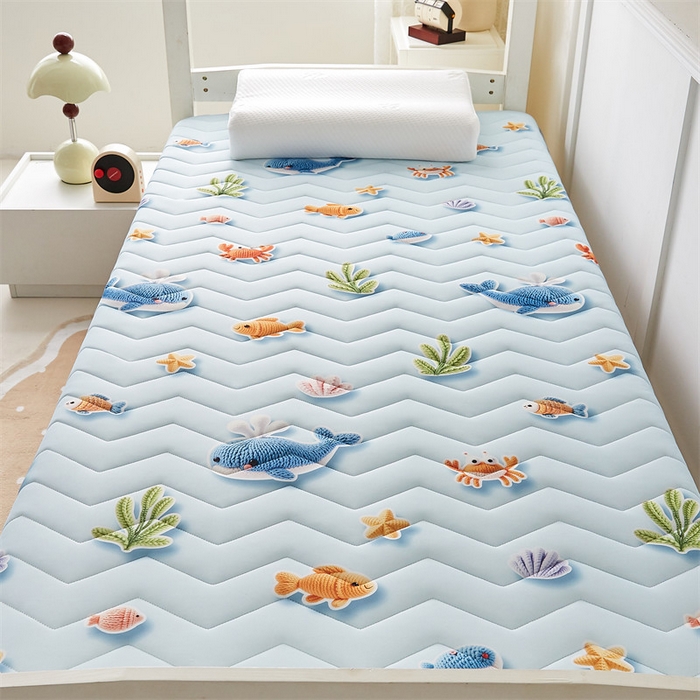 91家纺网 家纺一手货源 找家纺 寐珂家纺 2025A类针织棉记忆棉床垫 海底世界