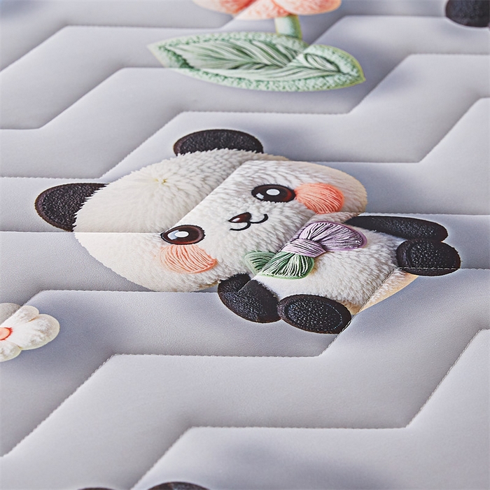 91家纺网 家纺一手货源 找家纺 寐珂家纺 2025A类针织棉记忆棉床垫 可爱熊猫