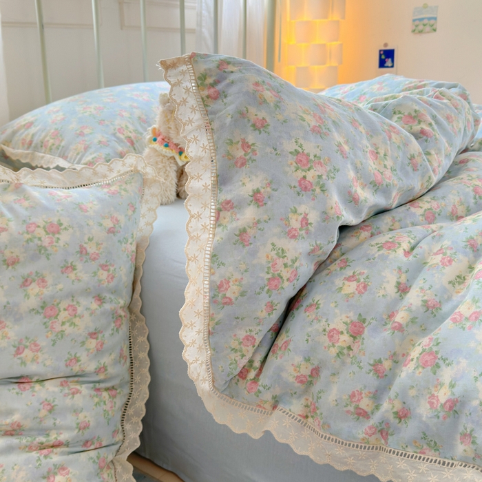 91家纺网 家纺一手货源 找家纺 曼之夏 2025新款小清新全棉双层纱四件套 夏日限定