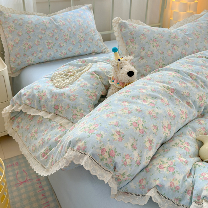 曼之夏 2025新款小清新全棉双层纱四件套 夏日限定