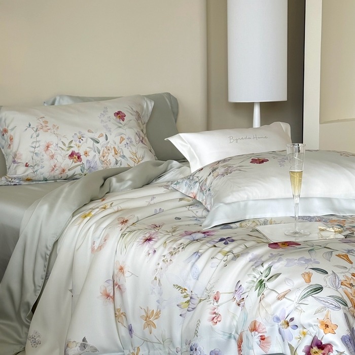 91家纺网 家纺一手货源 找家纺 馨蕊家居 2025新款80SLF奥地利兰精天丝四件套-知否系列 知否-月光白