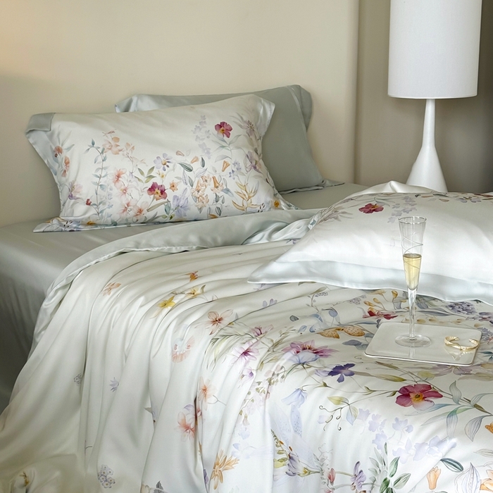 91家纺网 家纺一手货源 找家纺 馨蕊家居 2025新款80SLF奥地利兰精天丝四件套-知否系列 知否-月光白