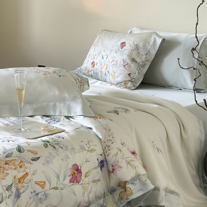 91家纺网 家纺一手货源 找家纺 馨蕊家居 2025新款80SLF奥地利兰精天丝四件套-知否系列 知否-月光白