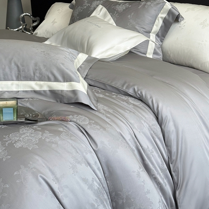 91家纺网 家纺一手货源 找家纺 馨蕊家居 2025新款LF兰精天丝棉四件套-若兰 若兰-高级灰