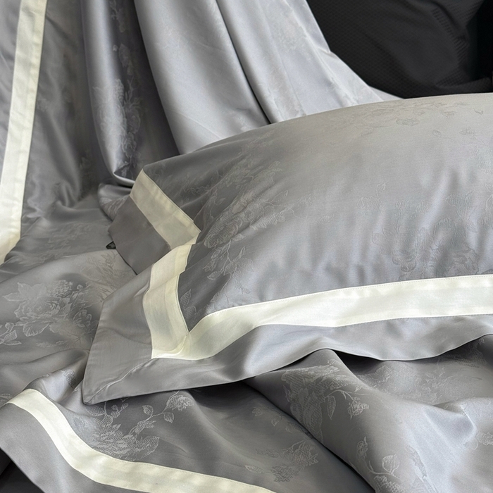 91家纺网 家纺一手货源 找家纺 馨蕊家居 2025新款LF兰精天丝棉四件套-若兰 若兰-高级灰