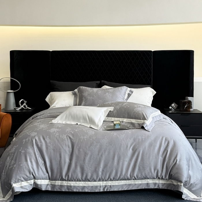 91家纺网 家纺一手货源 找家纺 馨蕊家居 2025新款LF兰精天丝棉四件套-若兰 若兰-高级灰