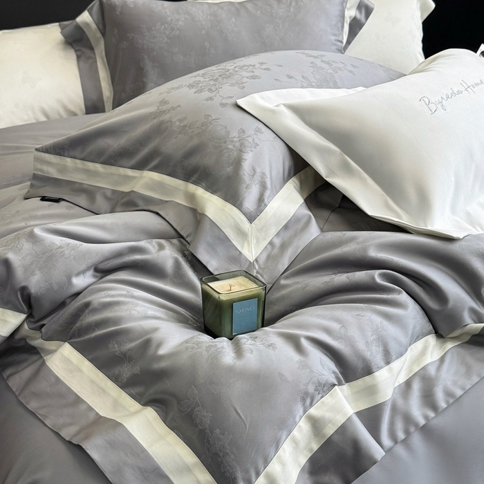 91家纺网 家纺一手货源 找家纺 馨蕊家居 2025新款LF兰精天丝棉四件套-若兰 若兰-高级灰