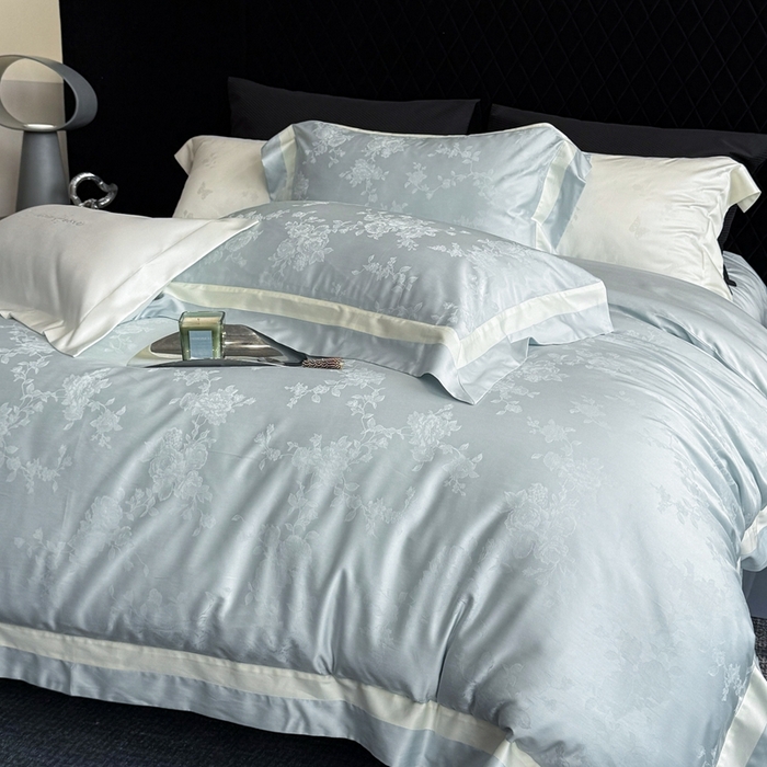 91家纺网 家纺一手货源 找家纺 馨蕊家居 2025新款LF兰精天丝棉四件套-若兰 若兰-北卡蓝