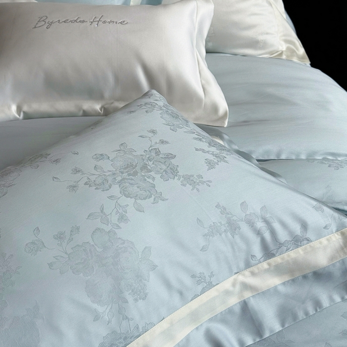 91家纺网 家纺一手货源 找家纺 馨蕊家居 2025新款LF兰精天丝棉四件套-若兰 若兰-北卡蓝