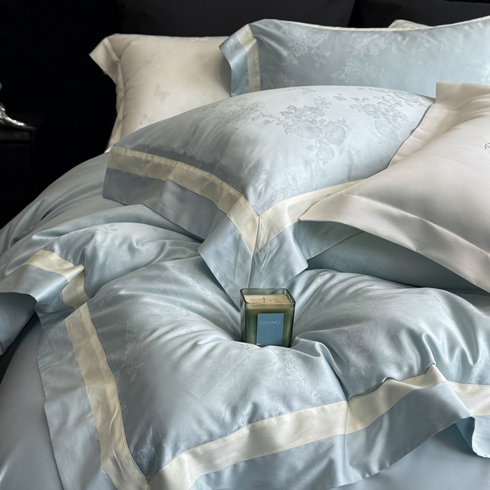 91家纺网 家纺一手货源 找家纺 馨蕊家居 2025新款LF兰精天丝棉四件套-若兰 若兰-北卡蓝