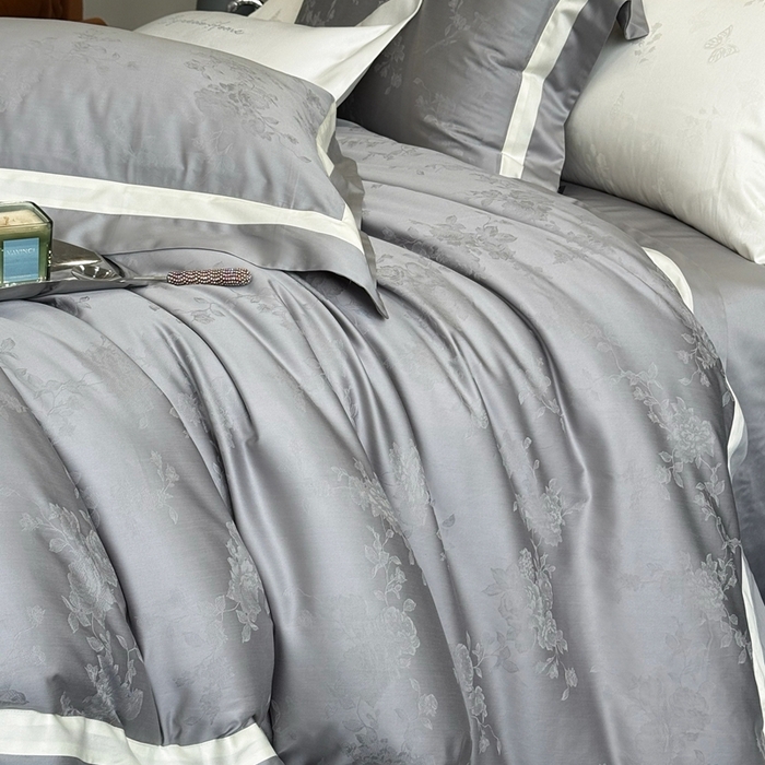 91家纺网 家纺一手货源 找家纺 馨蕊家居 2025新款LF兰精天丝棉四件套-若兰 若兰-高级灰