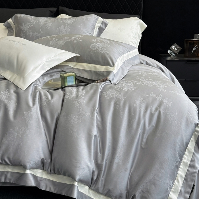 91家纺网 家纺一手货源 找家纺 馨蕊家居 2025新款LF兰精天丝棉四件套-若兰 若兰-高级灰