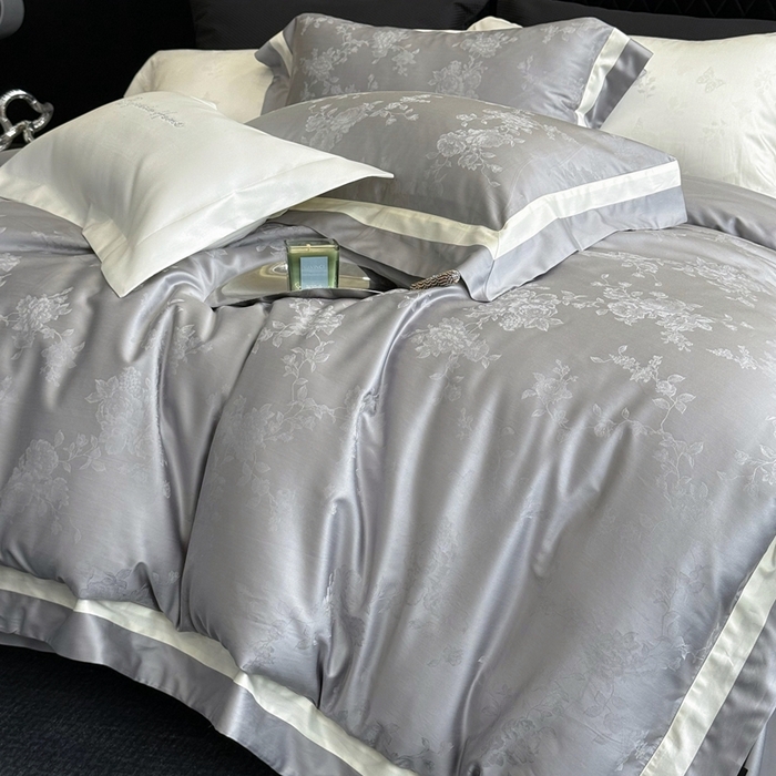 91家纺网 家纺一手货源 找家纺 馨蕊家居 2025新款LF兰精天丝棉四件套-若兰 若兰-高级灰