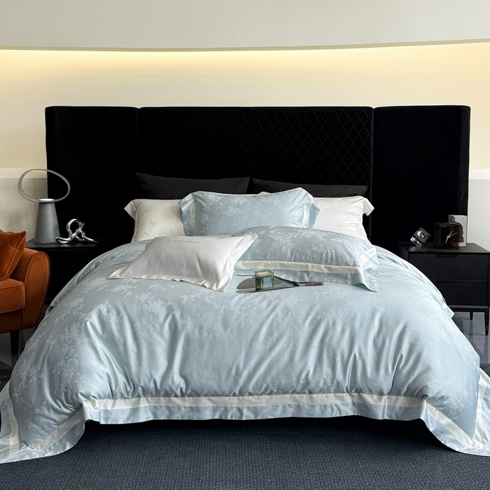 91家纺网 家纺一手货源 找家纺 馨蕊家居 2025新款LF兰精天丝棉四件套-若兰 若兰-北卡蓝