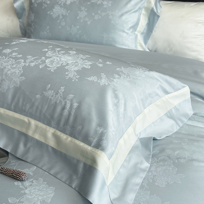 91家纺网 家纺一手货源 找家纺 馨蕊家居 2025新款LF兰精天丝棉四件套-若兰 若兰-北卡蓝