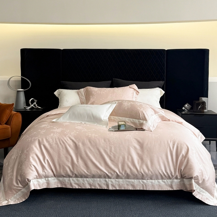 91家纺网 家纺一手货源 找家纺 馨蕊家居 2025新款LF兰精天丝棉四件套-若兰 若兰-蔷薇粉