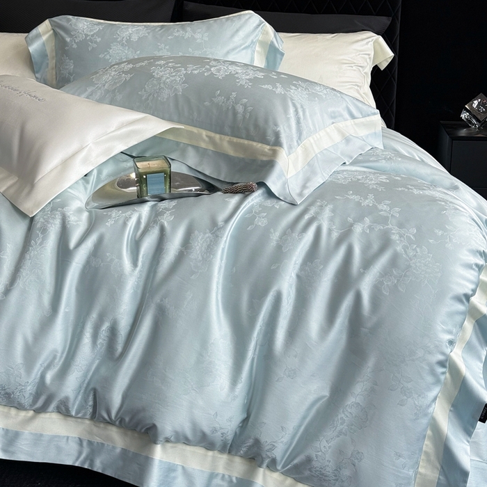 91家纺网 家纺一手货源 找家纺 馨蕊家居 2025新款LF兰精天丝棉四件套-若兰 若兰-北卡蓝