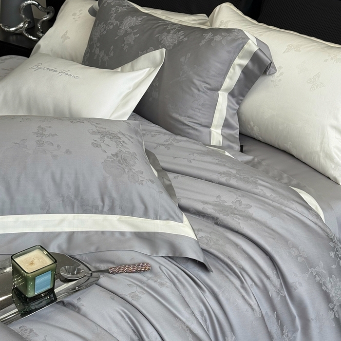 91家纺网 家纺一手货源 找家纺 馨蕊家居 2025新款LF兰精天丝棉四件套-若兰 若兰-高级灰