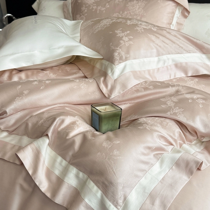 91家纺网 家纺一手货源 找家纺 馨蕊家居 2025新款LF兰精天丝棉四件套-若兰 若兰-蔷薇粉