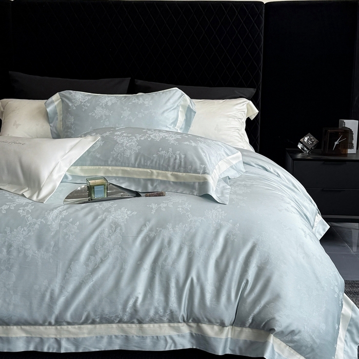 91家纺网 家纺一手货源 找家纺 馨蕊家居 2025新款LF兰精天丝棉四件套-若兰 若兰-北卡蓝