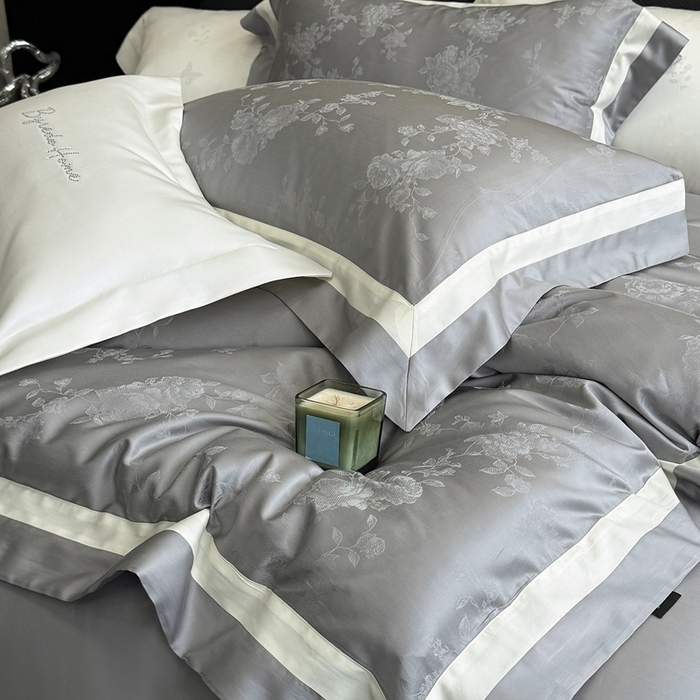 91家纺网 家纺一手货源 找家纺 馨蕊家居 2025新款LF兰精天丝棉四件套-若兰 若兰-高级灰