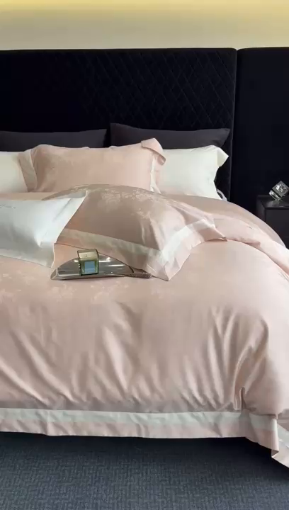 91家纺网 家纺一手货源 找家纺 馨蕊家居 2025新款LF兰精天丝棉四件套-若兰 若兰-蔷薇粉