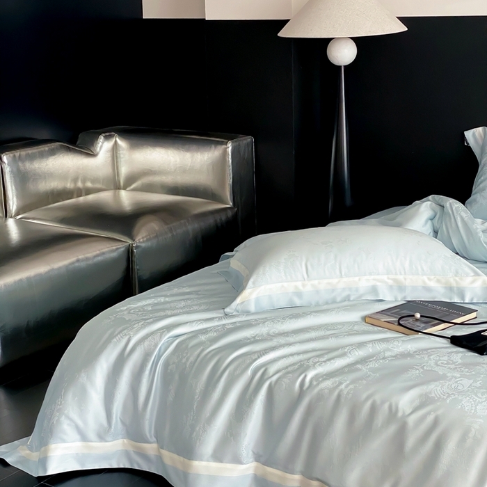 91家纺网 家纺一手货源 找家纺 （总）馨蕊家居 2025新款天丝棉四件套-青黛