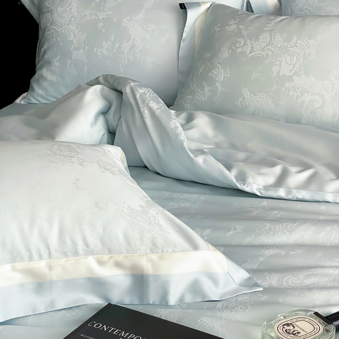 91家纺网 家纺一手货源 找家纺 馨蕊家居 2025新款天丝棉四件套-青黛 青黛-北卡蓝