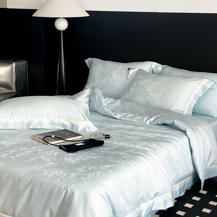 91家纺网 家纺一手货源 找家纺 馨蕊家居 2025新款天丝棉四件套-青黛 青黛-北卡蓝