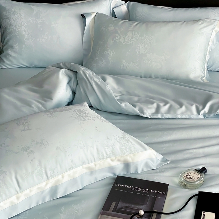 91家纺网 家纺一手货源 找家纺 馨蕊家居 2025新款天丝棉四件套-青黛 青黛-北卡蓝