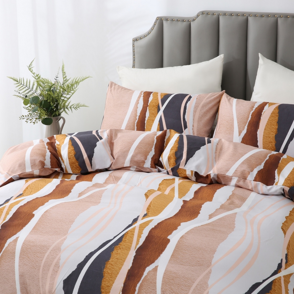 91家纺网 家纺一手货源 找家纺 子不语家纺2025新款跨境外贸 大版印花三件套亚马逊Temu速卖 通Shein沃尔玛专供 99几何竖纹