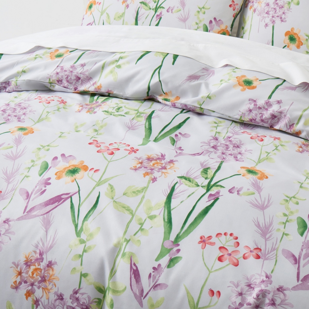 91家纺网 家纺一手货源 找家纺 子不语家纺2025新款跨境外贸 大版印花三件套亚马逊Temu速卖 通Shein沃尔玛专供 103白色本草