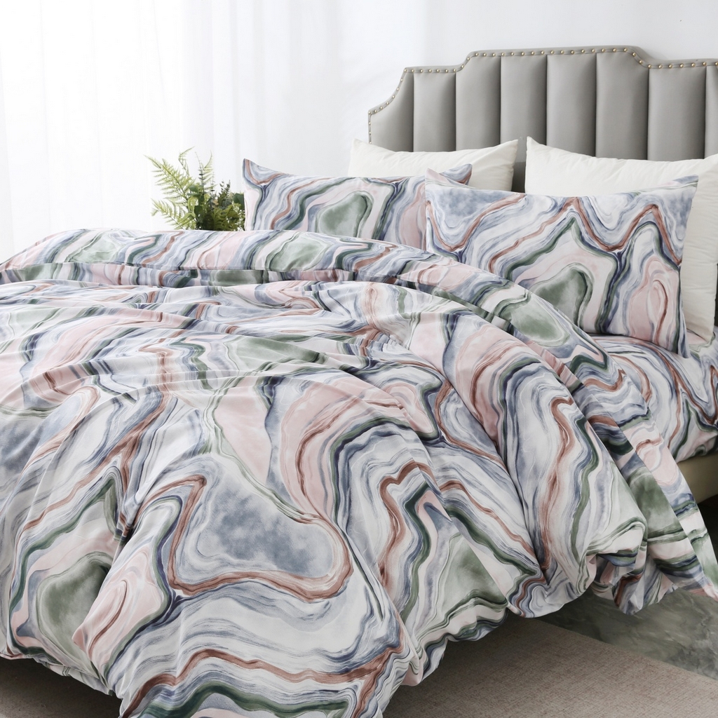 91家纺网 家纺一手货源 找家纺 子不语家纺2025新款跨境外贸 大版印花三件套亚马逊Temu速卖 通Shein沃尔玛专供 95流线大理石