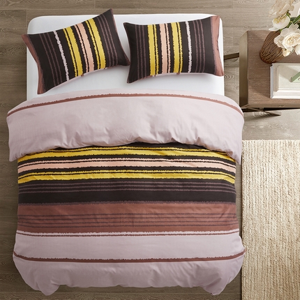 子不语家纺2025新款跨境外贸 大版印花三件套亚马逊Temu速卖 通Shein沃尔玛专供 92撞色竖条纹