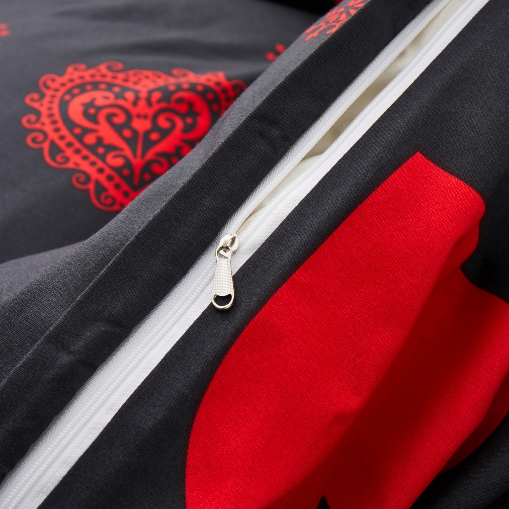 91家纺网 家纺一手货源 找家纺 子不语家纺2025新款跨境外贸 大版印花三件套亚马逊Temu速卖 通Shein沃尔玛专供 65爱心黑