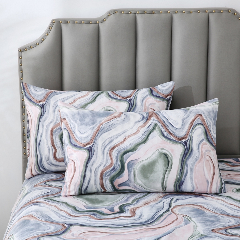 91家纺网 家纺一手货源 找家纺 子不语家纺2025新款跨境外贸 大版印花三件套亚马逊Temu速卖 通Shein沃尔玛专供 95流线大理石