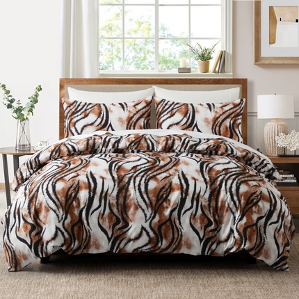 子不语家纺2025新款跨境外贸 大版印花三件套亚马逊Temu速卖 通Shein沃尔玛专供 72老虎花纹