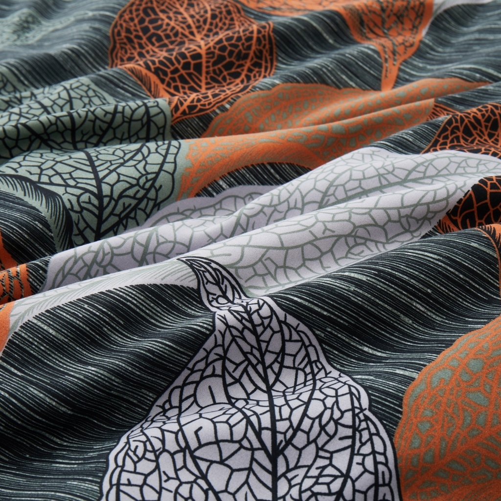 91家纺网 家纺一手货源 找家纺 子不语家纺2025新款跨境外贸 大版印花三件套亚马逊Temu速卖 通Shein沃尔玛专供 108落叶纹