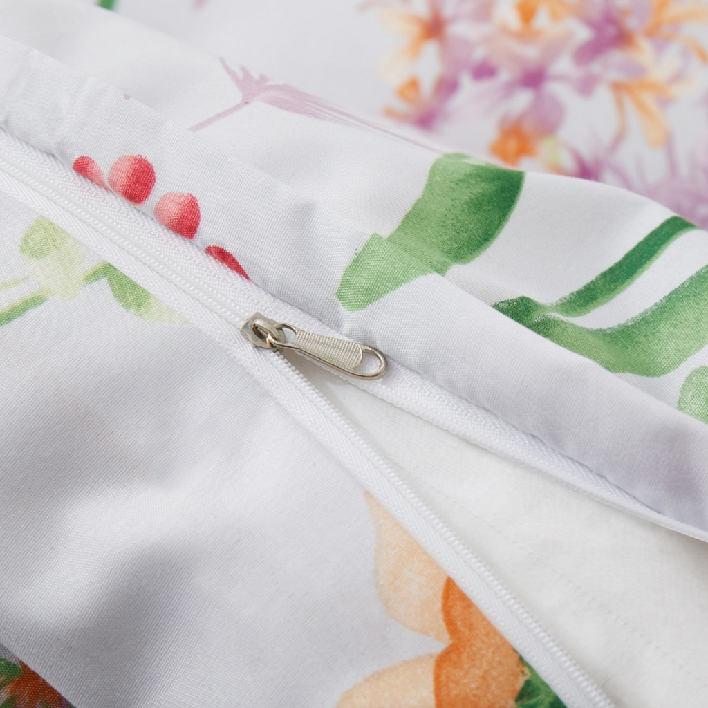 91家纺网 家纺一手货源 找家纺 子不语家纺2025新款跨境外贸 大版印花三件套亚马逊Temu速卖 通Shein沃尔玛专供 103白色本草