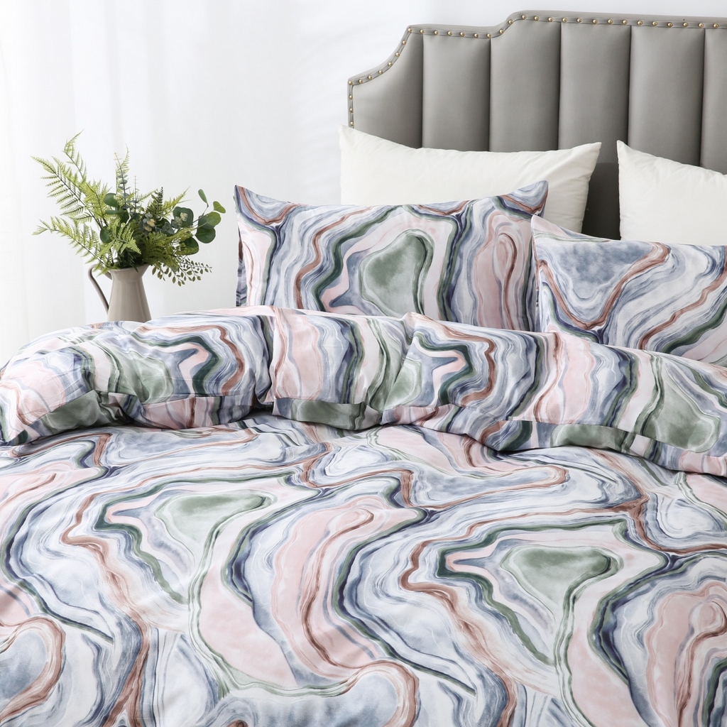 91家纺网 家纺一手货源 找家纺 子不语家纺2025新款跨境外贸 大版印花三件套亚马逊Temu速卖 通Shein沃尔玛专供 95流线大理石