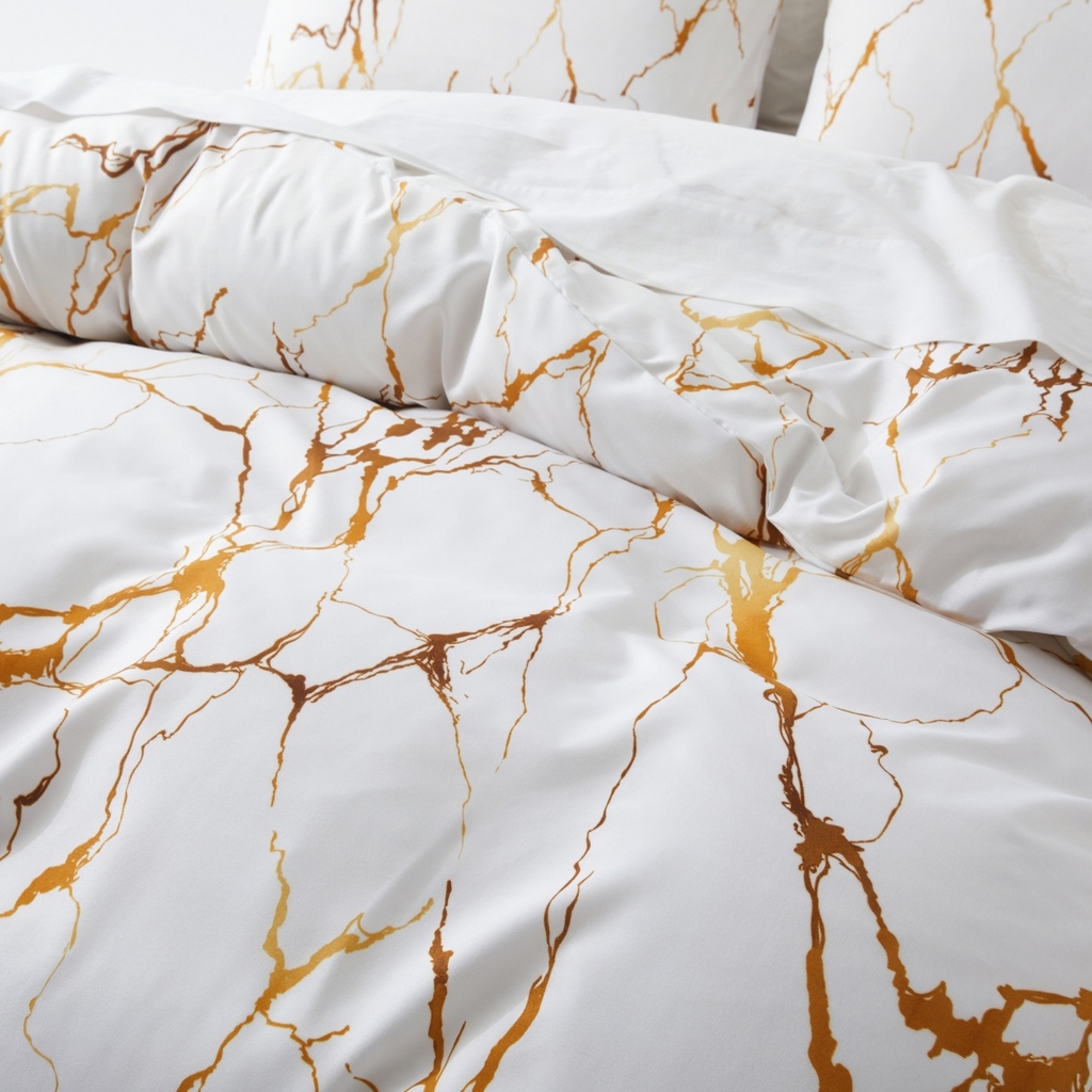 91家纺网 家纺一手货源 找家纺 子不语家纺2025新款跨境外贸 大版印花三件套亚马逊Temu速卖 通Shein沃尔玛专供 69大理石纹金