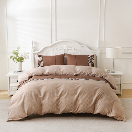 子不语家纺2025新款跨境外贸 大版印花三件套亚马逊Temu速卖 通Shein沃尔玛专供 88条纹简约