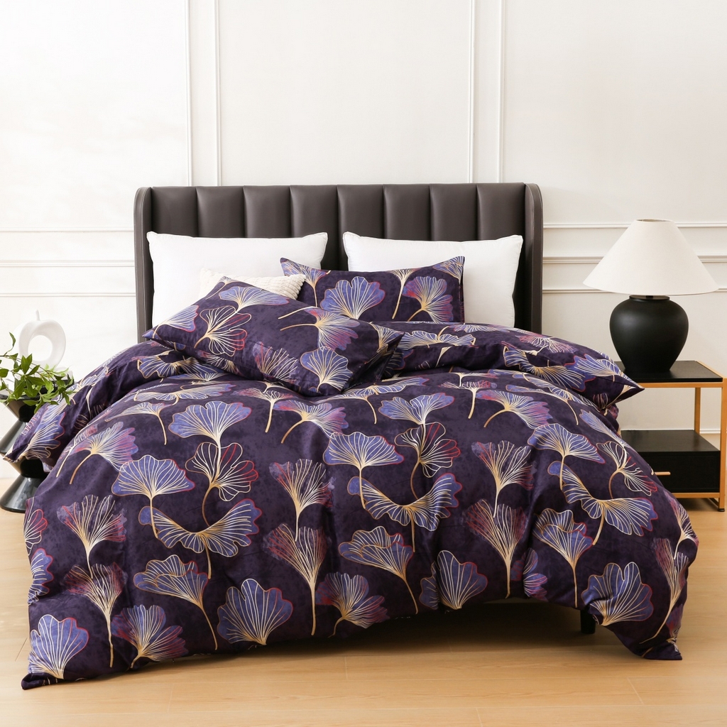 91家纺网 家纺一手货源 找家纺 子不语家纺2025新款跨境外贸 大版印花三件套亚马逊Temu速卖 通Shein沃尔玛专供 85杏叶