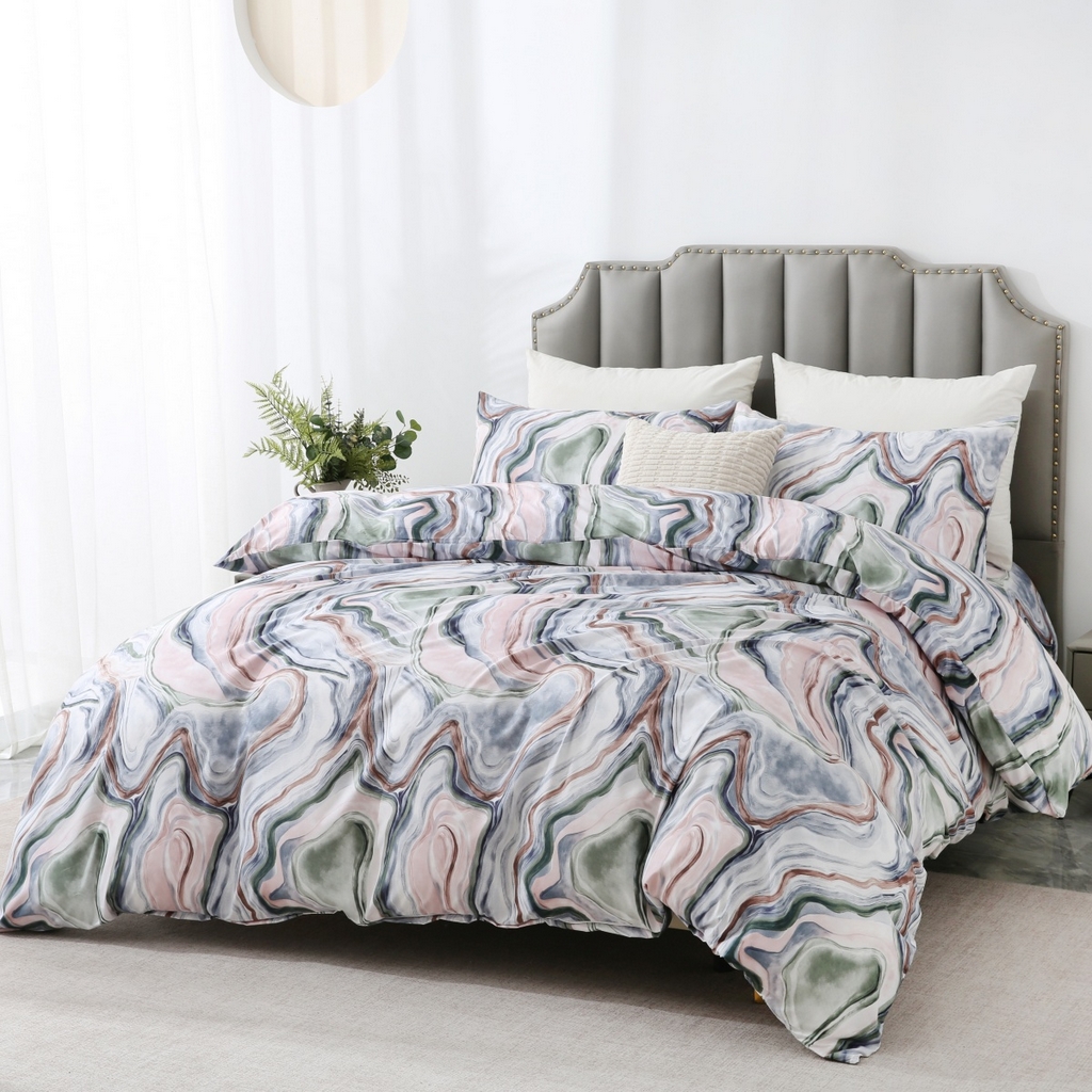 91家纺网 家纺一手货源 找家纺 子不语家纺2025新款跨境外贸 大版印花三件套亚马逊Temu速卖 通Shein沃尔玛专供 95流线大理石