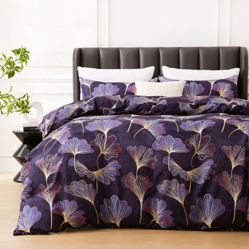 91家纺网 家纺一手货源 找家纺 子不语家纺2025新款跨境外贸 大版印花三件套亚马逊Temu速卖 通Shein沃尔玛专供 85杏叶