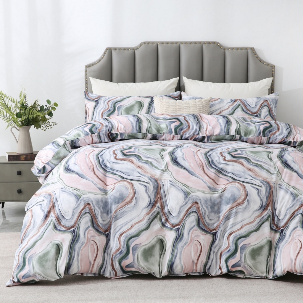 91家纺网 家纺一手货源 找家纺 子不语家纺2025新款跨境外贸 大版印花三件套亚马逊Temu速卖 通Shein沃尔玛专供 95流线大理石