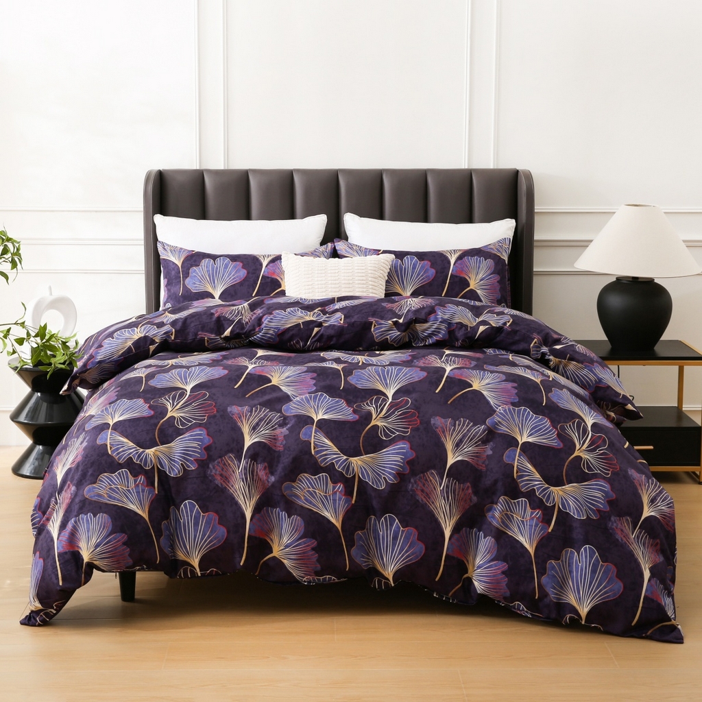 91家纺网 家纺一手货源 找家纺 子不语家纺2025新款跨境外贸 大版印花三件套亚马逊Temu速卖 通Shein沃尔玛专供 85杏叶