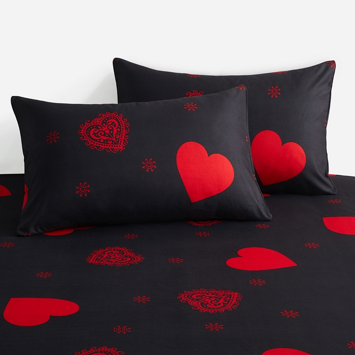 91家纺网 家纺一手货源 找家纺 子不语家纺2025新款跨境外贸 大版印花三件套亚马逊Temu速卖 通Shein沃尔玛专供 65爱心黑